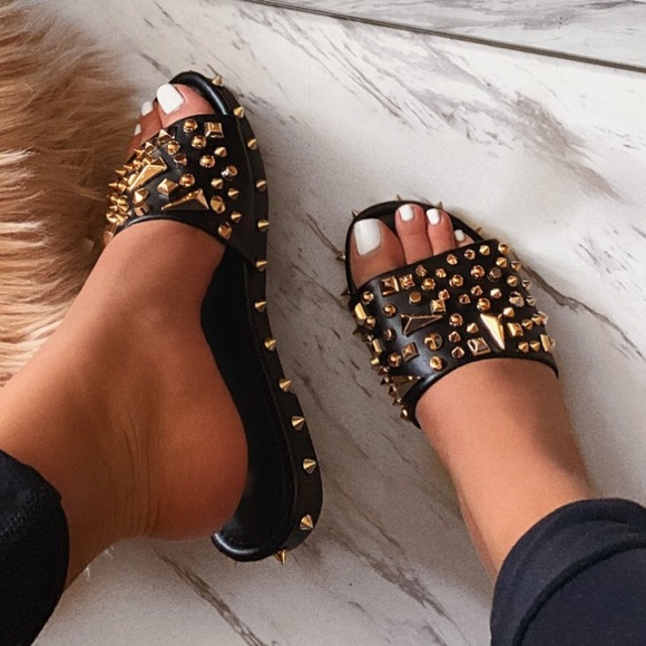 Best Seller Gioni spiked studded black sandals - Picture 7 of 8